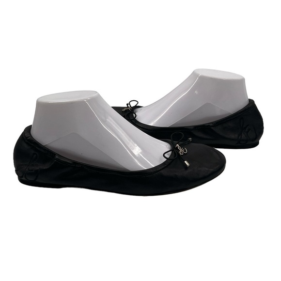 Sam Edelman Black Leather Logo Charm Ballet Flats Size 8.5 Women’s - Picture 1 of 10